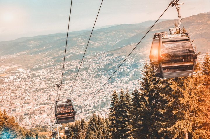Sarajevo Cable Car with the city panorama